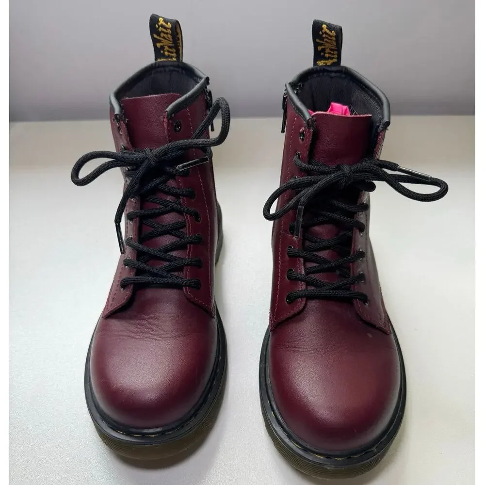 Dr. Martens 1460 Junior Cherry Red Leather Ankle Boots Girls Size 5 Men Size 4